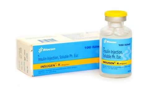  Один из препаратов, применяющихся для компенсации недостатка инсулина, - это Инсуген Р